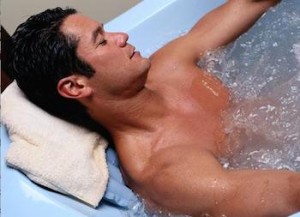 Delta athlete in hot tub